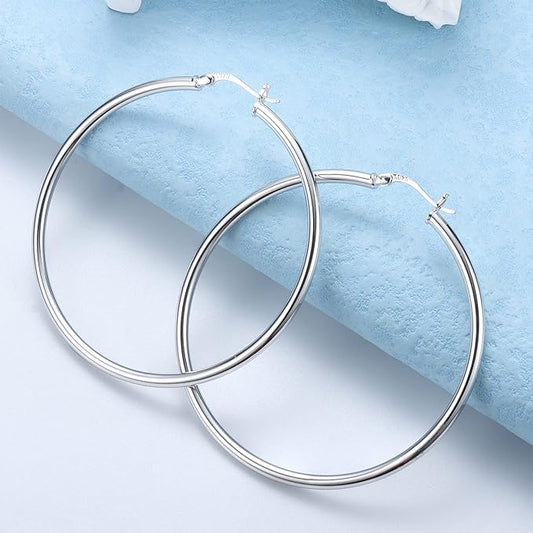 Big Silver Hoop Earrings