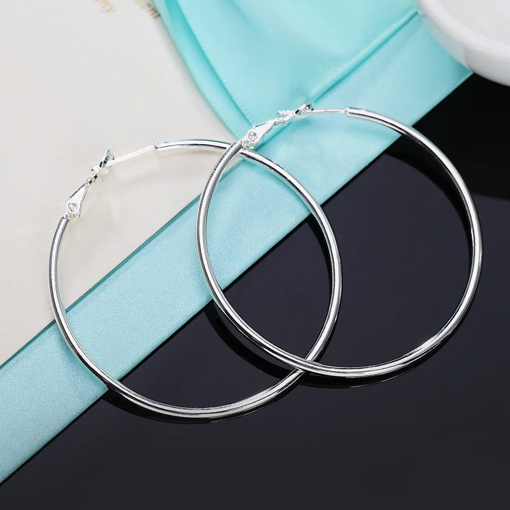 Big Silver Hoop Earrings